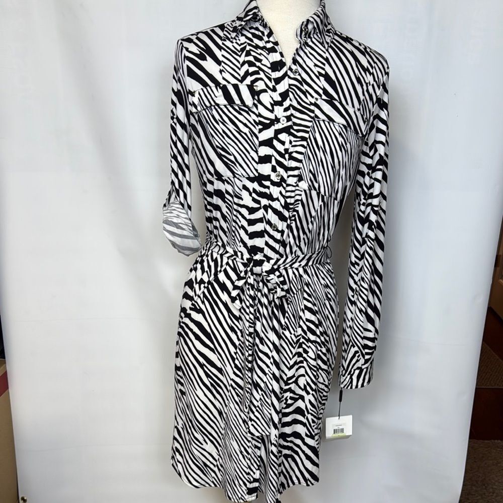 NWT Calvin Klein Zebra Print Women's Dress, Size 4